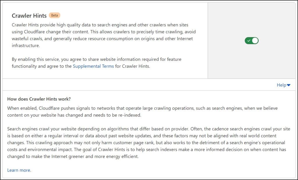 Cloudflare's Crawler Hints Feature uses IndexNow Protocol