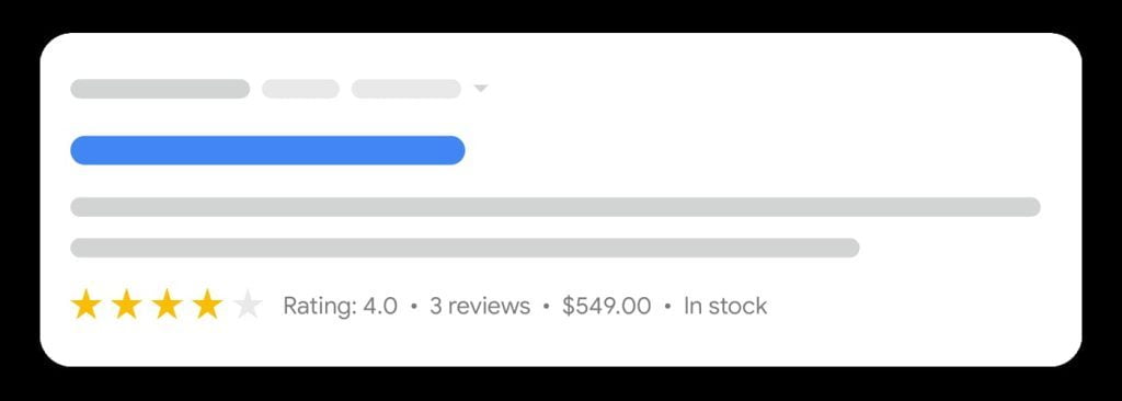 Webpage Marked with Product Snippet Structured Data looks in SERP